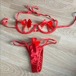 ⭐️SHEIN Red Bow Detail Lingerie Set